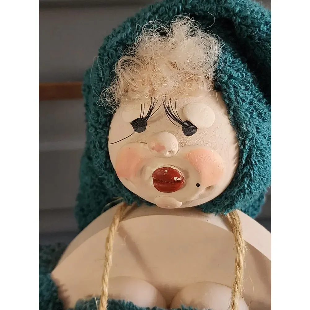 RARE Vintage His & Hers Bathroom Buddy Dolls Whimsical Wooden Folk Art Decor - Picture 7 of 13